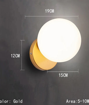 LED Glazen Bol Wandlamp – Metalen Design Wandverlichting in Goud of Zwart – Moderne Sfeerlamp voor Woonkamer en Slaapkamer