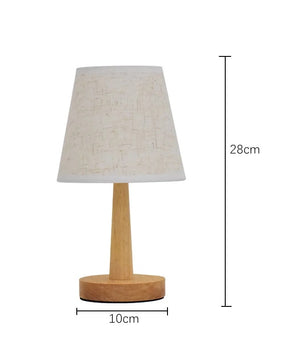 Stoffen Tafellamp met Houten Basis – LED Sfeerlamp in Japans Design met 3 Lichtkleuren voor Slaapkamer en Woonkamer