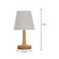 Stoffen Tafellamp met Houten Basis – LED Sfeerlamp in Japans Design met 3 Lichtkleuren voor Slaapkamer en Woonkamer