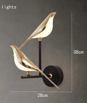 Gouden Vogel LED Wandlamp – Artistieke Wandkandelaar van Metaal – Decoratieve Sfeerverlichting voor Woonkamer en Slaapkamer