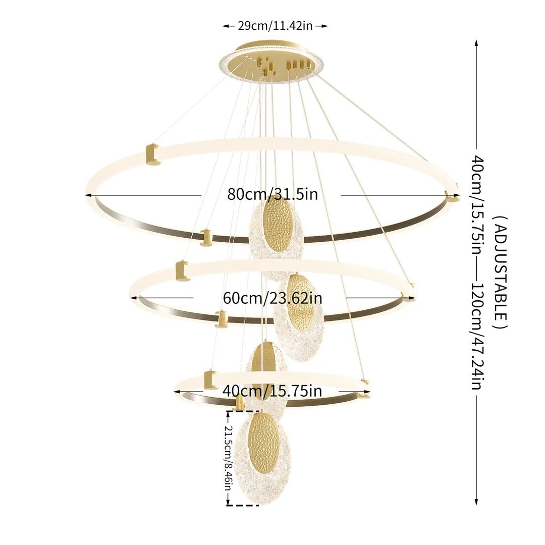 3-Lagen LED Kroonluchter met Acryl Waterdruppels – Moderne Plafondlamp met 3 Lichtkleuren en Verstelbare Ophanging