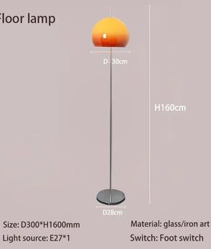 Bauhaus Retro Glazen Tafellamp – Paddenstoel Lamp met Oranje Gradiënt – Decoratieve Sfeerlamp voor Woonkamer en Slaapkamer