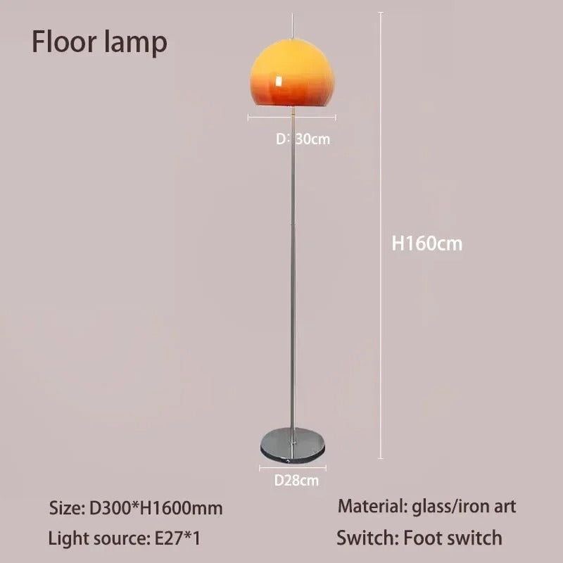 Bauhaus Retro Glazen Tafellamp – Paddenstoel Lamp met Oranje Gradiënt – Decoratieve Sfeerlamp voor Woonkamer en Slaapkamer