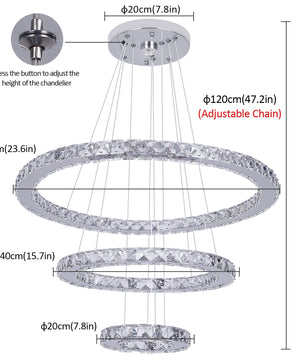 Luxe Kristallen LED Hanglamp – Moderne Kroonluchter van Kristal en RVS met Afstandsbediening – Instelbare Lichtkleur voor Woonkamer en Eetkamer
