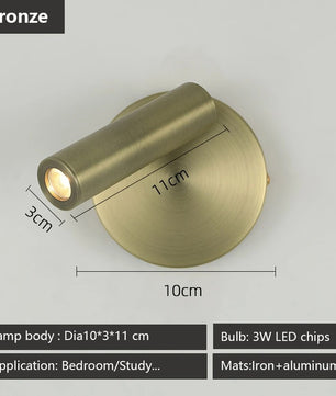 Verstelbare LED Wandlamp 3W – Moderne Leeslamp met Roterende Spotlight – Warm Wit, Wandmontage voor Slaapkamer, Hotel & Studie