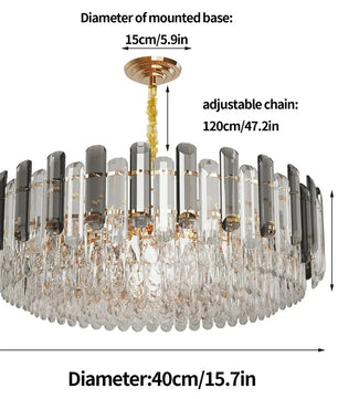 Ronde Kristallen Kroonluchter 80 cm – Luxe Plafondlamp met 15× E14 Fittingen voor Grote Ruimtes