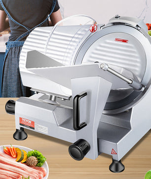 Commerciële Elektrische Vleessnijmachine – 10 Inch Koolstofstalen Mes, Instelbare Dikte en Krachtige Motor