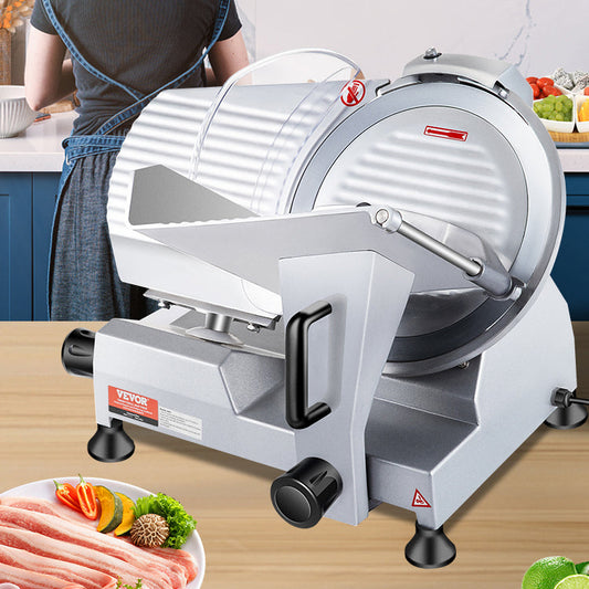 Commerciële Elektrische Vleessnijmachine – 10 Inch Koolstofstalen Mes, Instelbare Dikte en Krachtige Motor