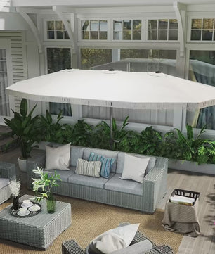 Dubbele Zonnescherm Parasol (4,5x2,65m) – Crèmekleurig