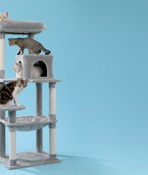 Kattenboom - 45 x 55 x 143cm - Grijs/Beige