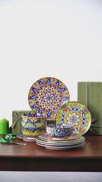 Boheemse Stijl 12-delige Serviesset – Keramisch Servies