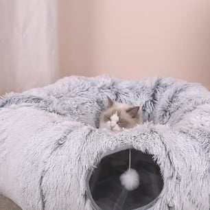 2-in-1 Rond Kattenbed en Kattentunnel – Comfort en Speelplezier in Één