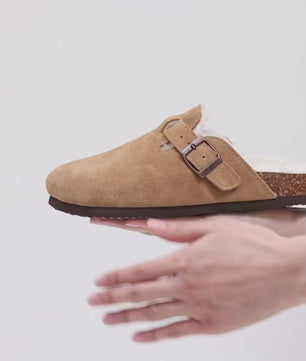 KIDMI Boston-style Suède Pantoffels -  Pluche Gevoerd