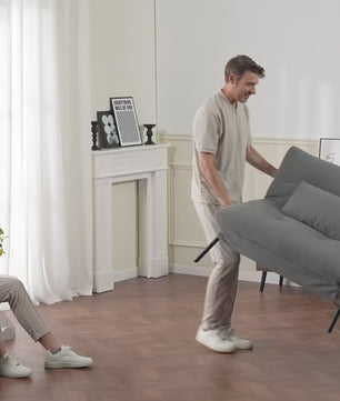 3-Zits Bank met Verstelbare Rug Grijs – Slaapbank & Hoekbank in Één, Comfortabel & Ruimtebesparend