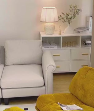 Corduroy Accentstoel met Poef – Loungestoel