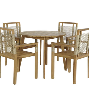 TABLE SET WITH 4 CHAIRS DKD HOME DECOR 90 X 90 X 75 CM 100 X 100 X 76 CM