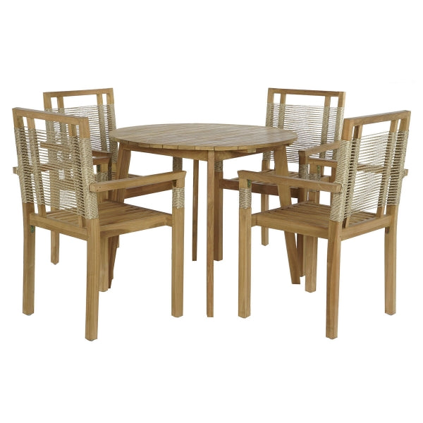 TABLE SET WITH 4 CHAIRS DKD HOME DECOR 90 X 90 X 75 CM 100 X 100 X 76 CM