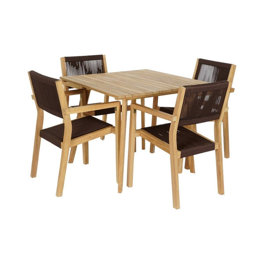 TABLE SET WITH 4 CHAIRS DKD HOME DECOR 90 X 90 X 75 CM