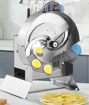 Elektrische Groentesnijder met Instelbare Dikte 0–12 mm – Commerciële Snijmachine met Handmatige Stand