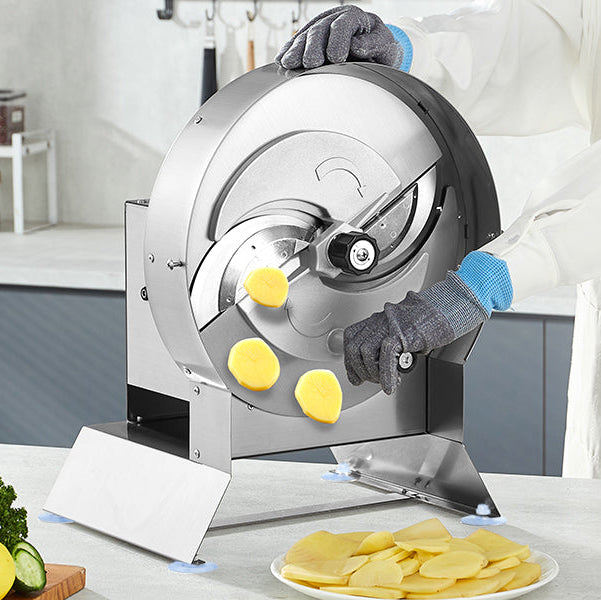 Elektrische Groentesnijder met Instelbare Dikte 0–12 mm – Commerciële Snijmachine met Handmatige Stand